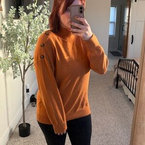 Orange - camel Button-Shoulder Sweater
